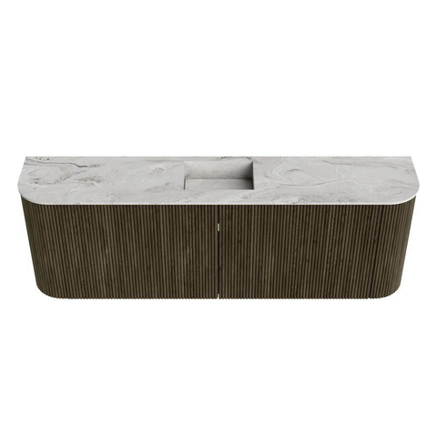 Mondiaz JOYA-DLUX Meuble de salle de bains 123,2cm - arrondi gauche et droite couleur Shadow - Vasque FAYE position Milieu 1 trou de robinet couleur Glace SW1422846