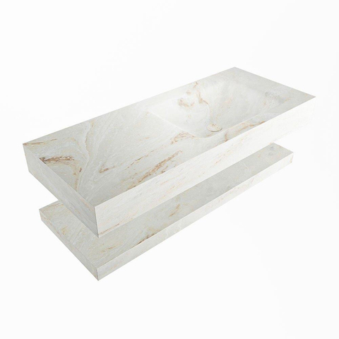 MONDIAZ ALAN - DLUX Ensemble de meubles de salle de bains - 110cm - tablette avec lavabo suspendu - vasque à droite - 1 trou de robinet - Frappe SW809168