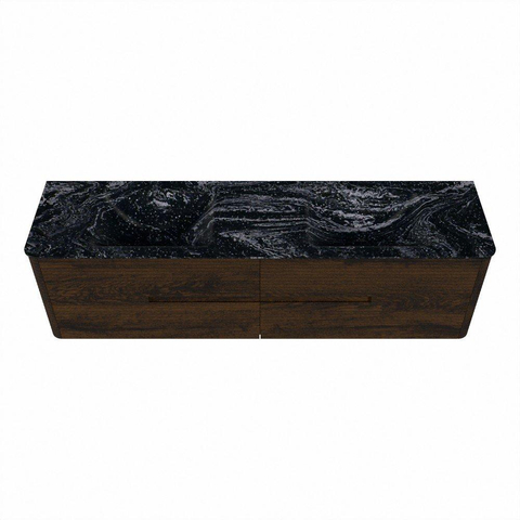 Mondiaz CIRO-DLUX Badkamermeubelset - 180x45x50cm - Solid surface wastafel Lava - 2 wasbak Dubbel - 2 kraangaten - 4 lades - Walnut SW1530163