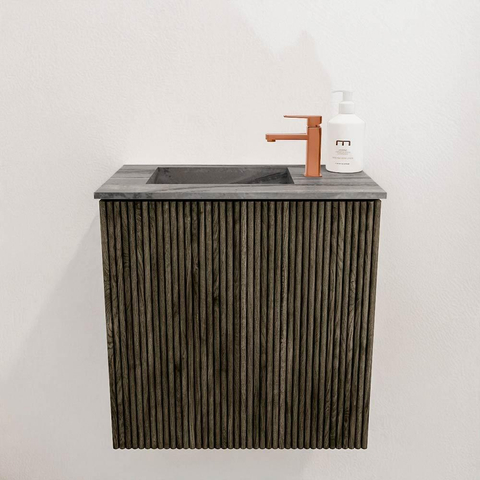 Mondiaz JOYA-DLUX 40cm toiletmeubel - kleur Shadow - Wastafel FAYE positie Links 1 kraangat kleur Sombra. SW1425177