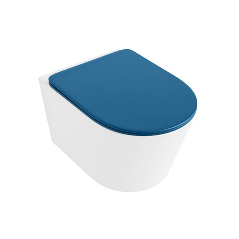 Mondiaz LAVIE hangtoilet – spoelrandloos – 36 x 53 cm – met softclose zitting – Talc (wit), zitting Jeans (blauw) SW1208644