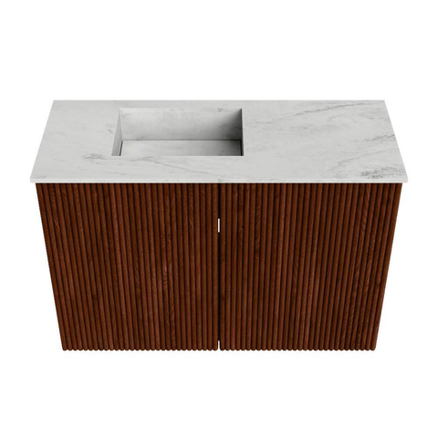 Mondiaz JOYA-DLUX 60cm meuble de salle de bains - couleur Ruby - Vasque FAYE position Gauche Sans trou de robinet couleur Opalo. SW1423686