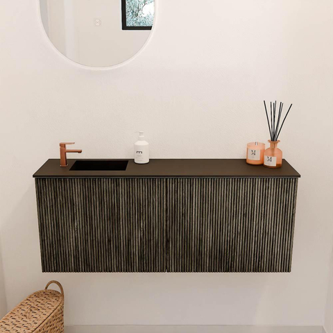 Mondiaz JOYA 100cm meuble de salle de bains - couleur Shadow - Vasque FAYE position Gauche 1 trou de robinet couleur Urban. SW1421481