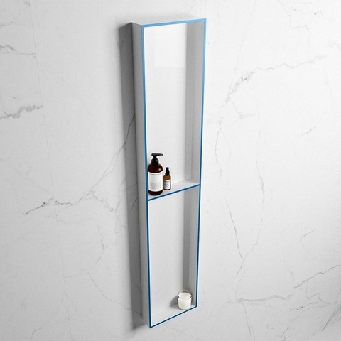 Mondiaz Easy nis 29.5x89.5x8cm voor Inbouw/opbouw 2 open vakken Solid surface Talc/Jeans SW643810