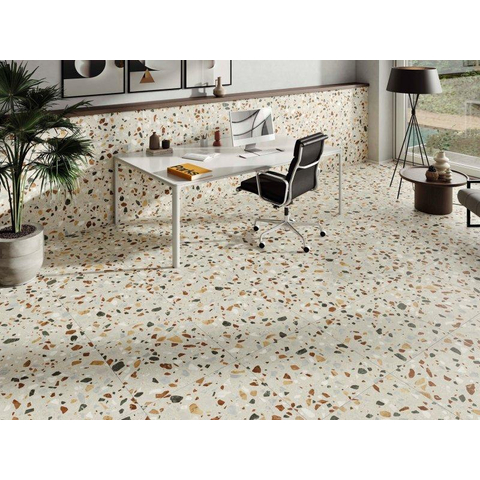 Terravito Hodoro wand- en vloertegel - 59.5x59.5cm - 9.5mm - gerectificeerd - Terrazzo - Beige OUTLETSTORE STORE44150