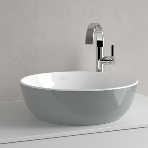 Villeroy & Boch Artis opzetwastafel - 43x43cm - zonder kraangat - zonder overloop CeramicPlus - French Linen (glans grijs) SW68816