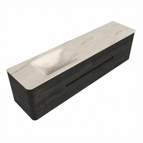 Mondiaz CIRO-DLUX Ensemble de meubles de salle de bains - 190x45x50cm - Plan vasque solid surface Meli - 1 lavabo à gauche - 1 trou de robinet - 4 tiroirs - Shadow SW1532547