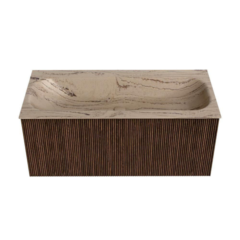 MONDIAZ KURVE-DLUX 100cm badmeubel kleur Walnut met 1 lade en 0 deuren. Wastafel BIG MEDIUM Midden 1 kraangat Arena. SW1431214