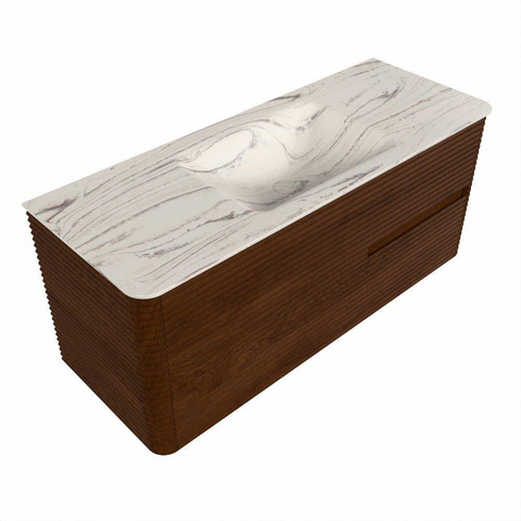 Mondiaz CIRO-DLUX Badkamermeubelset - 120x45x50cm - Solid surface wastafel Nata - 1 wasbak Midden - 1 kraangat - 2 lades - Ruby SW1532031