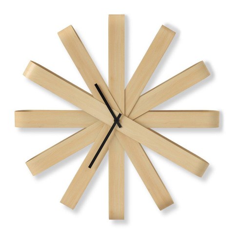 Horloge murale Umbra Ribbonwood 51x51x10cm en bois d'Aspen naturel SW539254