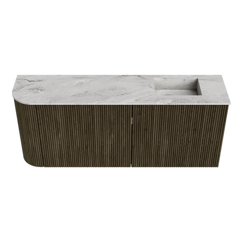 Mondiaz JOYA-DLUX Meuble de salle de bains 101,6cm - arrondi gauche couleur Shadow - Vasque FAYE position Droite 1 trou de robinet couleur Glace SW1422787