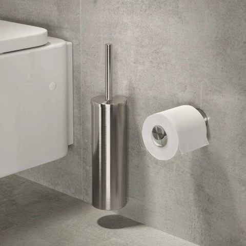 Geesa Nemox Toiletborstel Stainless Steel Closetborstelgarnituur wandmontage - witte borstelkop - geborsteld 0653456