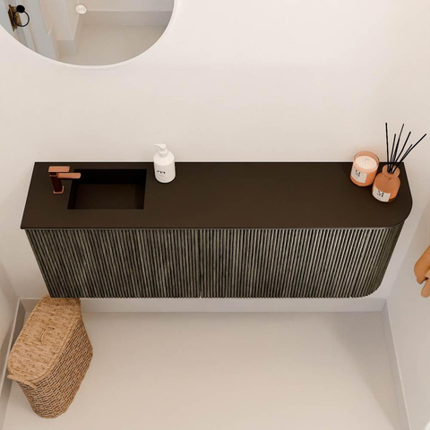 Mondiaz JOYA 111.6cm meuble de salle de bains - arrondi droit couleur Shadow - Vasque FAYE position Gauche 1 trou de robinet couleur Urban SW1421523