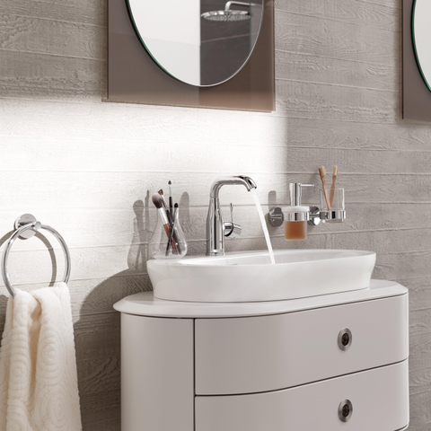 GROHE Essence New Robinet de lavabo 1 trou M size avec bec haut tournant et tirette EcoJoy avec carteouche 28mm chrome 0442574