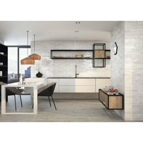 SAMPLE Terravito Almicoa wandtegel - 7.5x30cm - Rechthoek - 8.6mm - Opal White SW735602