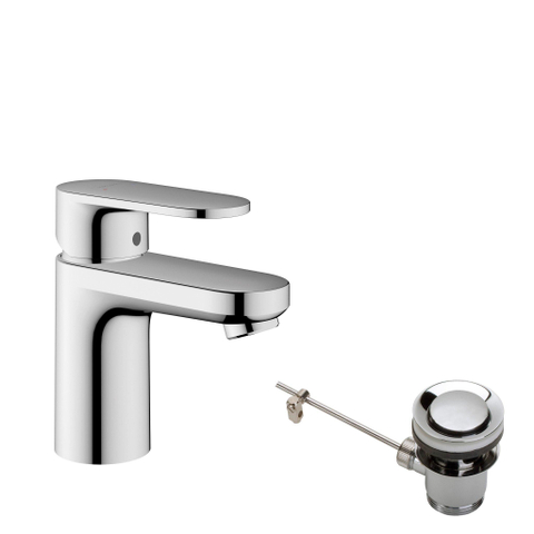 Hansgrohe Vernis Blend 1 greeps wastafelkraan - 70 brass - met trekwaste - hoogglans chroom SW651904
