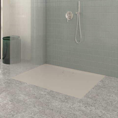 Villeroy & Boch Ecora douchebak - 120x90x3.5cm - afvoer lange zijde - almond (beige) SW1558903