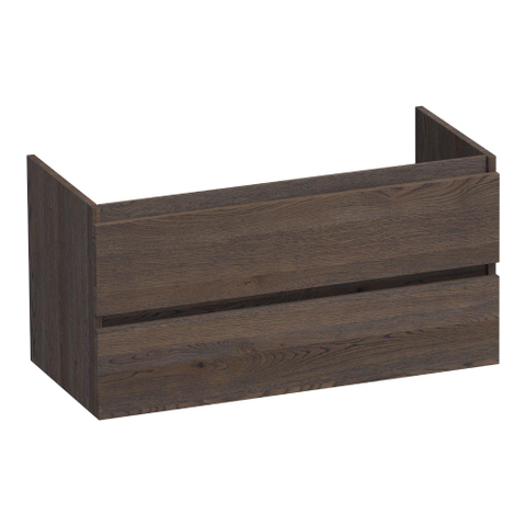 BRAUER Joy Meuble sous-vasque - 100x46x50cm - 2 tiroirs softclose - sans poignée - 1 découpe pour siphon - chêne massif - chêne à lattes noir SW393179