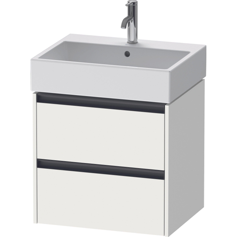 Duravit Ketho.2 Wastafelonderbouwkast - met 2 laden - 58.4x46x54.9cm - met grepen antraciet - wit mat SW772912