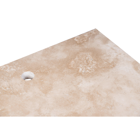 Saniclass Travertine plan sous vasque - 100x46cm - 1 trou de robinet - 1 découpe pour le siphon - pierre naturelle marbrée SW1242430