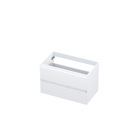 INK Wastafelonderkast - 80x45x52cm - 2 lades - greeploos - MDF lak - Hoogglans wit SW157922