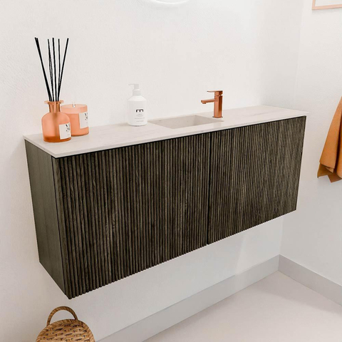 Mondiaz JOYA-DLUX 100cm toiletmeubel - kleur Shadow - Wastafel FAYE positie Midden 1 kraangat kleur Meli. SW1424883