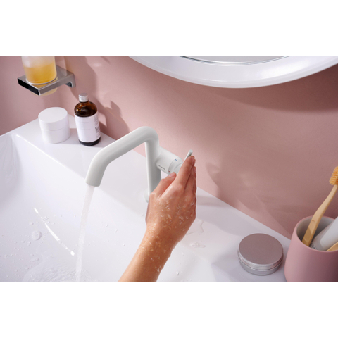Hansgrohe Tecturis s 1 greeps wastafelkraan - 110 Fine - coolstart - zonder waste set - mat wit SW918652