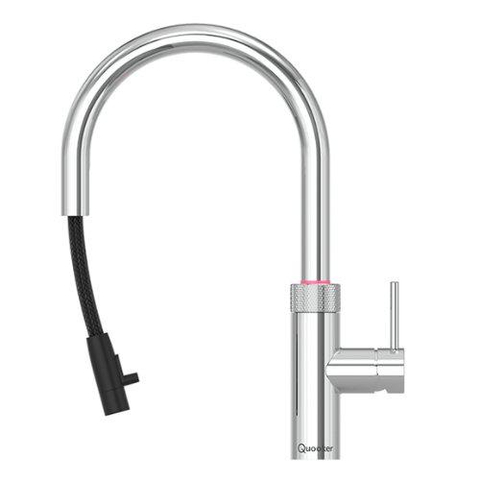 Quooker Flex Round kokendwaterkraan - draaibare & uittrekbare uitloop - Combi incl. Cube reservoir - Warm / kokend / bruisend / gefilterd water - chroom SW299725