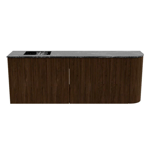 Mondiaz JOYA-DLUX Meuble de salle de bains 111.6cm - arrondi droit couleur Walnut - Vasque FAYE position Gauche Sans trou de robinet couleur Lava SW1422492