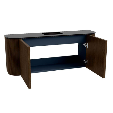 Mondiaz JOYA 103.2cm meuble de salle de bains - arrondis gauche et droite couleur Walnut - Vasque FAYE position Milieu Sans trou de robinet couleur Urban. SW1421415
