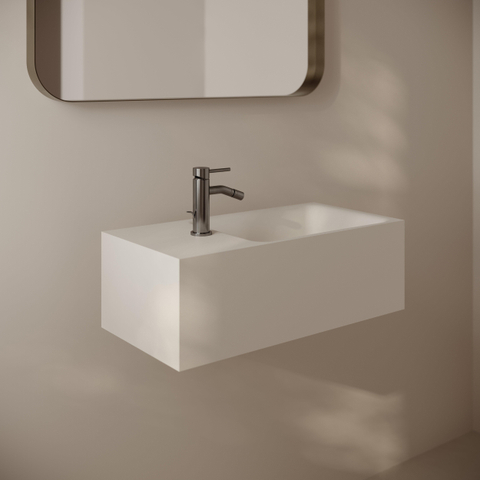 Ideavit Solidtetris Lavabo suspendu - 60x30x20 - solid surface - blanc mat SW1476805