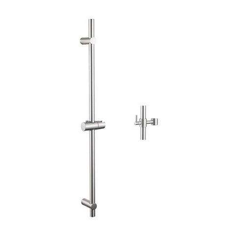 FugaFlow Eccelente Acces Ensemble de douche de tête encastré - thermostatique - bras mural - barre coulissante - douche de tête 30cm - douchette ronde - flexible de douche métallique - inox brossé PVD SW1450921