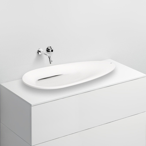 Clou First lave-mains 84x11cm sans trou de robinet Aluite Blanc mat SW9233