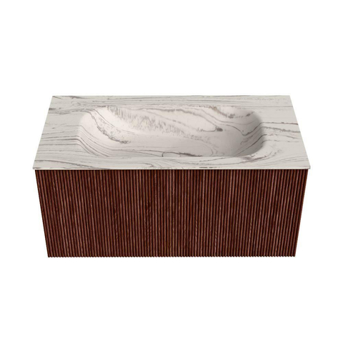 MONDIAZ KURVE-DLUX Meuble de salle de bains 90cm couleur Ruby avec 1 tiroir et 0 porte. Lavabo BIG SMALL Central 1 trou de robinet Nata. SW1432534