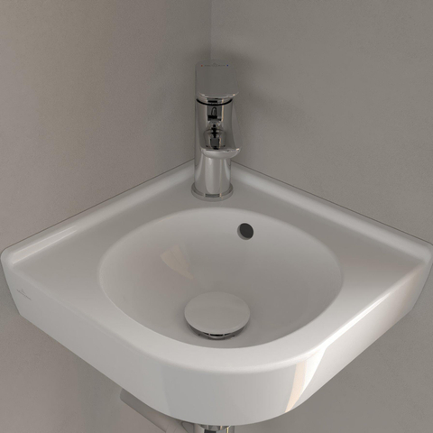 Villeroy & Boch O.novo hoekfontein - 32x32cm - met kraangat - zonder overloop - White Alpine (glans wit) SW84226