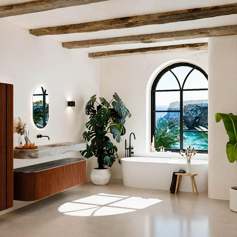 MONDIAZ THOR-DLUX 170cm badmeubel ronding links + rechts kleur Ruby met 1 lade en 2 deuren. Vrijhangende wastafel CLOUD Midden zonder kraangat kleur Sombra. SW1465858