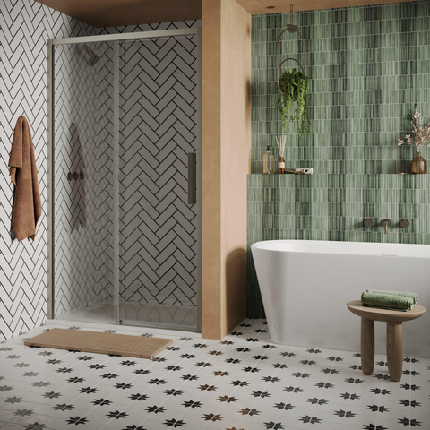 Crosswater Asura porte de douche - 150x200cm - porte coulissante - inox SW1208474