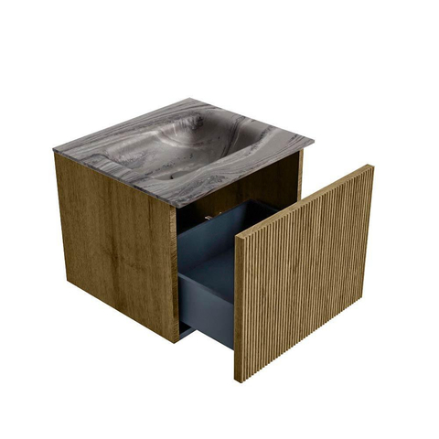 MONDIAZ KURVE-DLUX Meuble de salle de bains 50 cm couleur Dusk avec 1 tiroir et 0 porte. Lavabo GRUNNE Central 1 trou de robinet Sombra. SW1433821