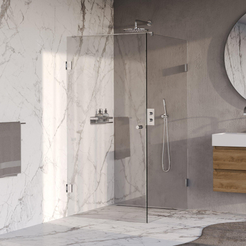 BRAUER Void Carving Cabine de douche - 100x120x200cm - porte battante - revêtement de verre - réversible - verre clair - Chrome SW1418087
