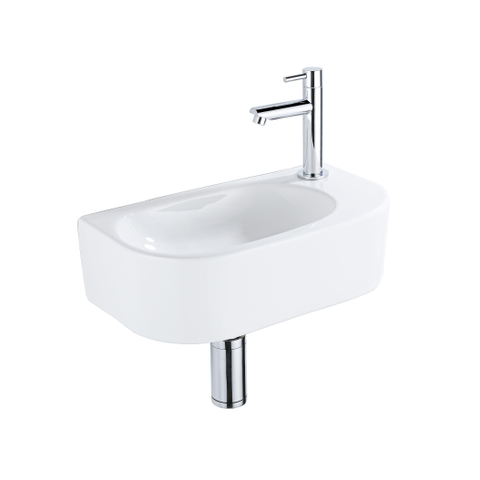 QeramiQ Fuente pack lave-mains – demi-rond – 40 x 21,5 x 12 cm – perçage à droite – robinet chromé SW1232783