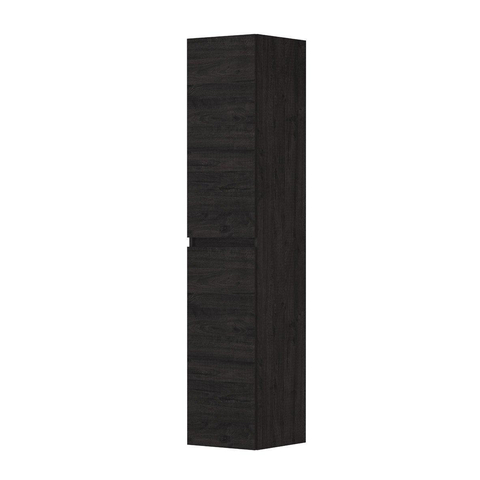 INK Badkamerkast - 35x37x169cm - 2 deuren - links en rechtsdraaiend - greeploos - houten keerlijst - MFC Houtskool eiken SW207241