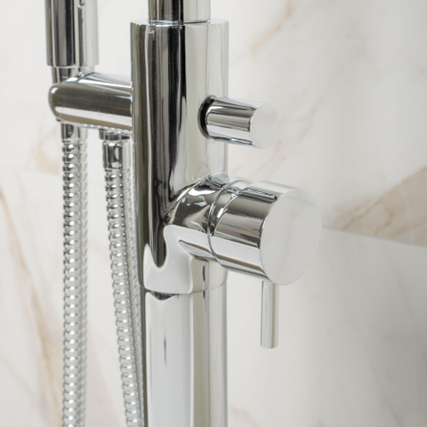 Crosswater Kai Lever staande badkraan - thermostatisch - 97.7cm - met handdouche - hoogglans chroom SW30920