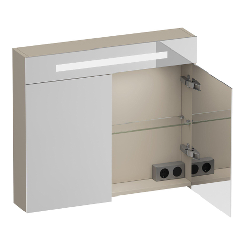 BRAUER Promise Deluxe spiegelkast – 80x70x15 cm – directe LED boven – Beige mat SW1203711