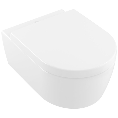 Villeroy & Boch Avento Pack WC - 37x31.5cm - direchtflush - à fond creux - abattant softclose et quickrelease - avec réservoir encastrable - plaque de commande noir mat - Blanc Alpin SW956266