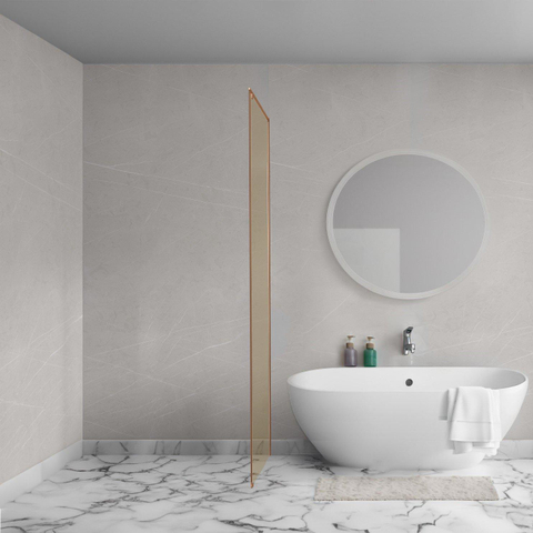 Aqua Vista Oria Cuadra paroi latérale - 100x200cm - avec kit de montage - pour cabine de douche - verre champagne - Cuivre brossé SW1244993