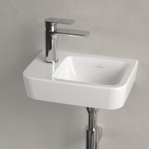 Villeroy & Boch O.novo fontein - 36x25cm - 1 kraangat links - zonder overloop - White Alpine (glans wit) SW448501