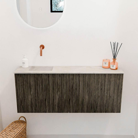 Mondiaz JOYA-DLUX 100cm meuble de toilette - couleur Shadow - Vasque FAYE position Gauche Sans trou de robinet couleur Ostra. SW1423030