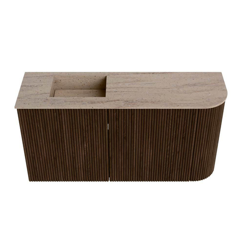 Mondiaz JOYA-DLUX 81.6cm toiletmeubel - ronding rechts kleur Walnut - Wastafel FAYE positie Links Zonder kraangat kleur Saba. SW1424722