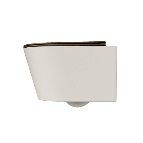 Mondiaz LAVIE WC suspendu – sans bride – 36 x 53 cm – avec abattant softclose – Linen (blanc cassé), abattant Rust (brun) SW1208702