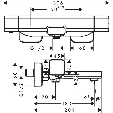 Hansgrohe Ecostat E Badkraan - thermostatisch - met omstel - met koppelingen - thermostaat - hoogglans chroom SW297284